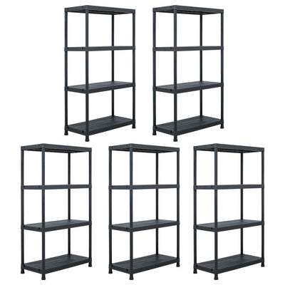Vidaxx estanterías de almacenamiento 5 piezas 60x30x138 cm plástico negro