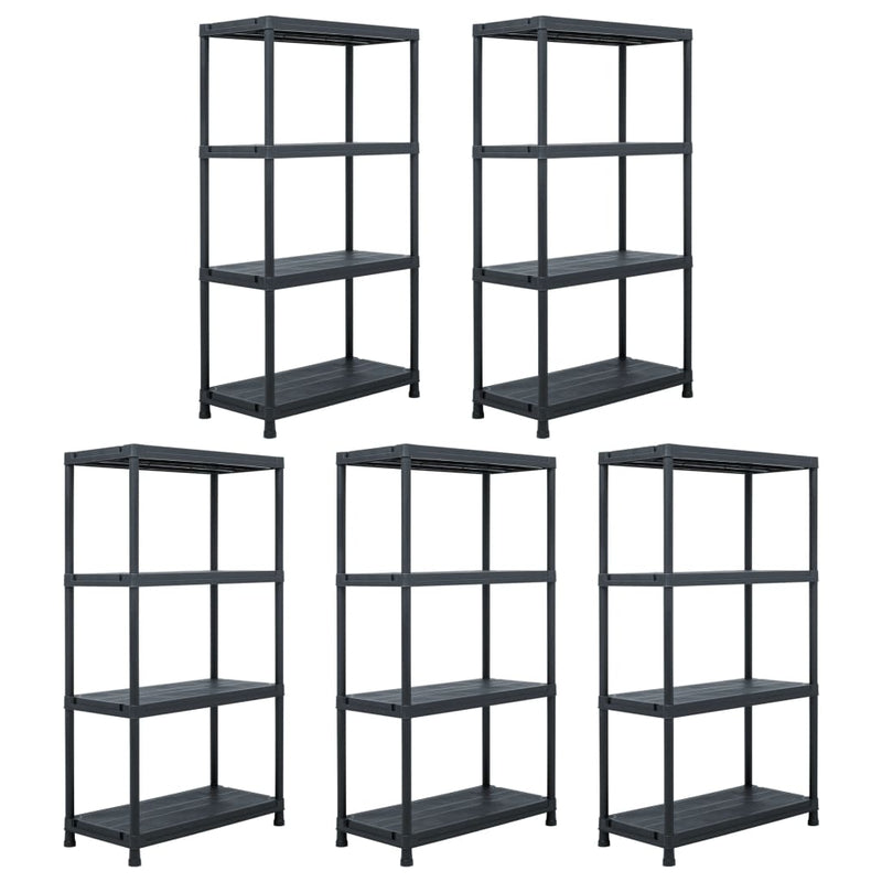 Scaffali Vidaxx 5 pezzi 60x30x138 cm in plastica nera