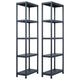 Rack di archiviazione Vidaxl 2 pezzi 125 kg 60x30x180 cm di plastica nero