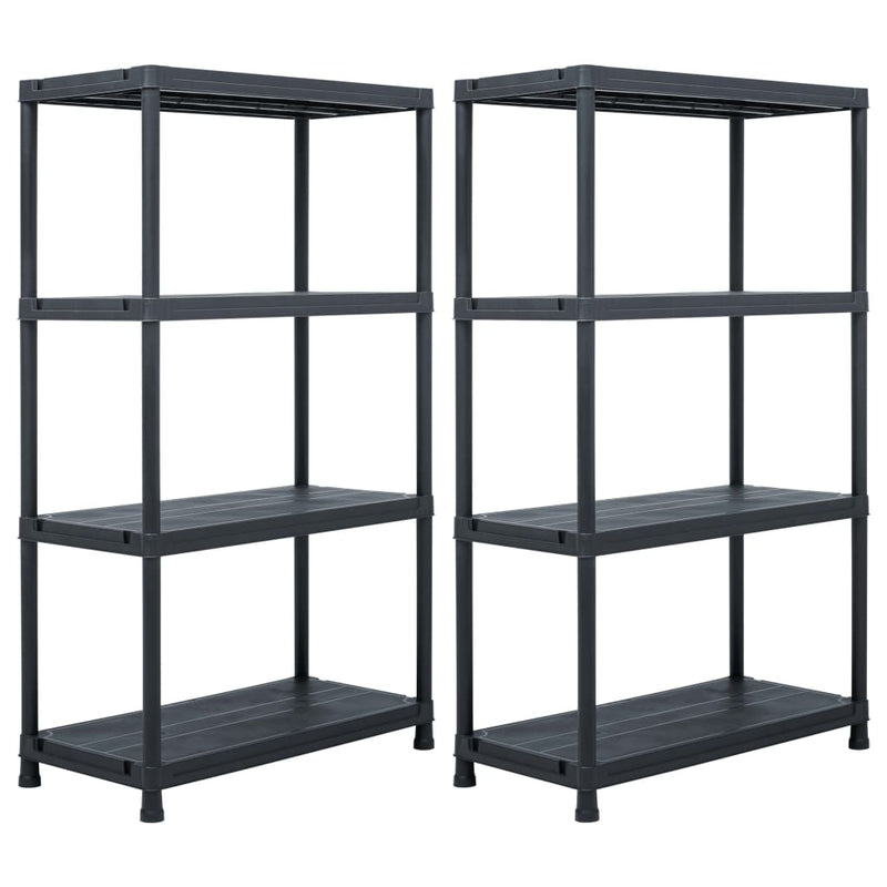 Vidaxl Storage Racks 2 st 200 kg 80x40x138 cm de plástico negro