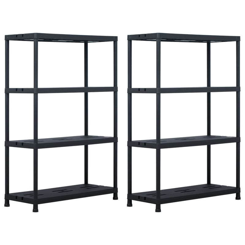 Rack di archiviazione Vidaxl 2 pezzi 220 kg 90x40x138 cm in plastica nera