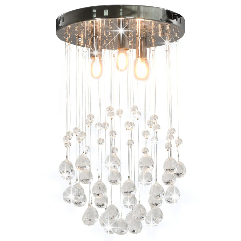 Lámpara de techo Vidaxl con perlas de cristal alrededor de 3xg9 de color plateado