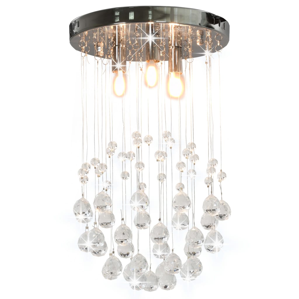 Lámpara de techo Vidaxl con perlas de cristal alrededor de 3xg9 de color plateado