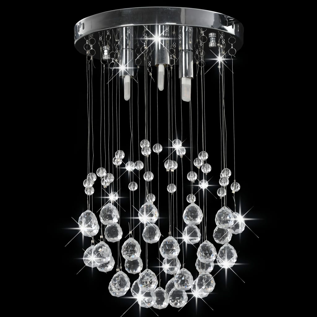 Lámpara de techo Vidaxl con perlas de cristal alrededor de 3xg9 de color plateado