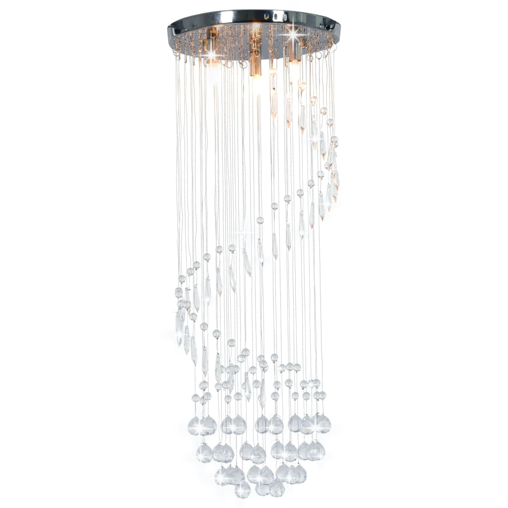Lámpara de techo Vidaxl con perlas de cristal Spiral G9 Silver Colored