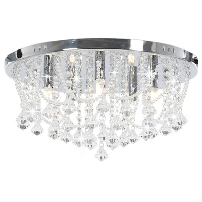 Lampada a soffitto Vidaxl con perle di cristallo intorno a 4xg9 color argento