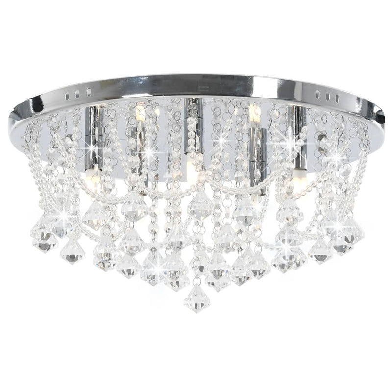 Lámpara de techo Vidaxl con perlas de cristal alrededor de 4xg9 de color plateado