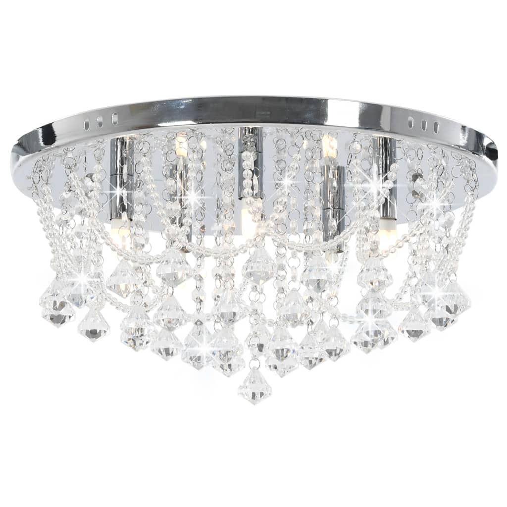 Lámpara de techo Vidaxl con perlas de cristal alrededor de 4xg9 de color plateado
