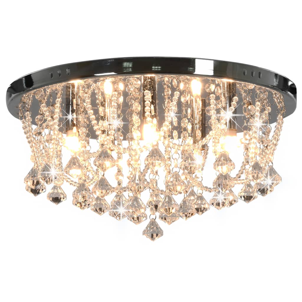 Lámpara de techo Vidaxl con perlas de cristal alrededor de 4xg9 de color plateado