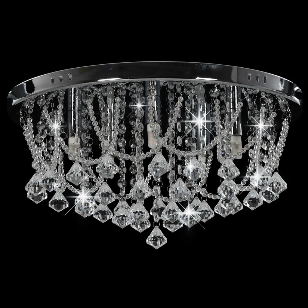 Lampada a soffitto Vidaxl con perle di cristallo intorno a 4xg9 color argento