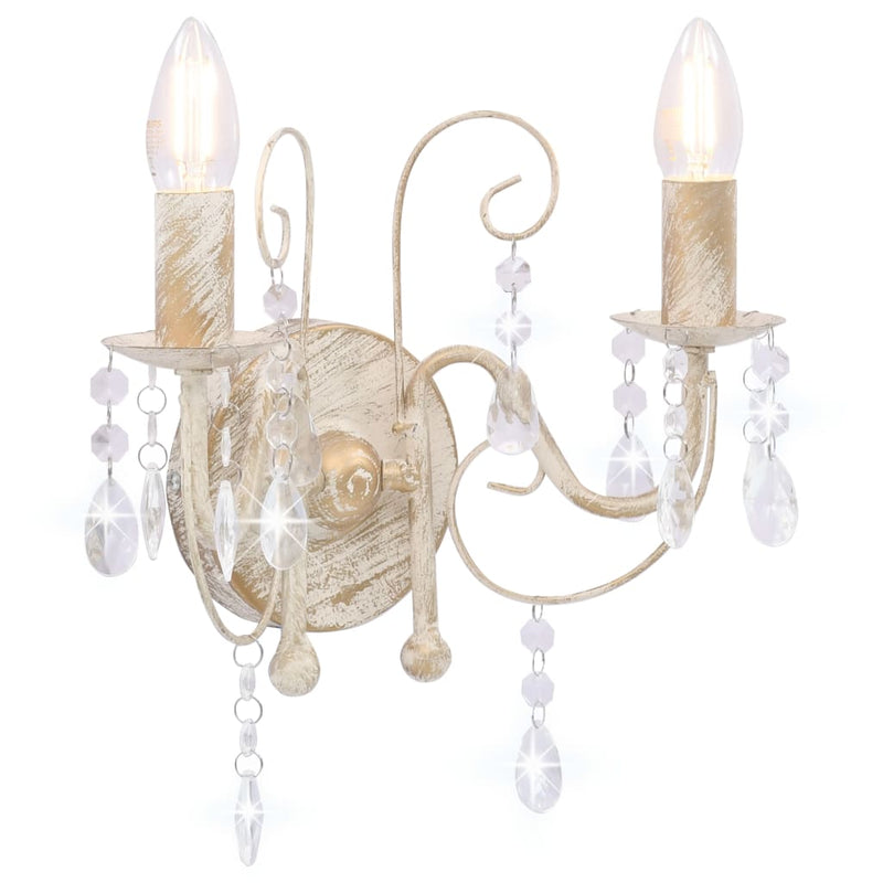Lampada da parete Vidaxl con perline 2xe14 Antique White