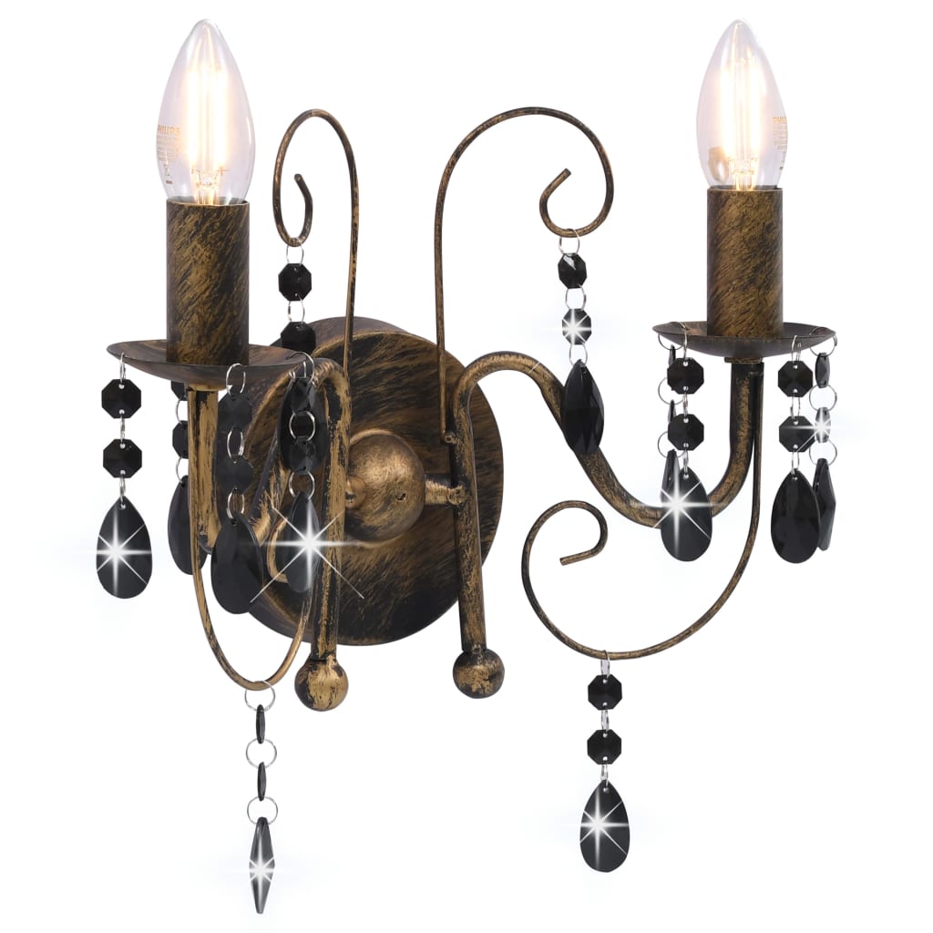 Lampada da parete VidaXL con perline 2xe14 nero antico