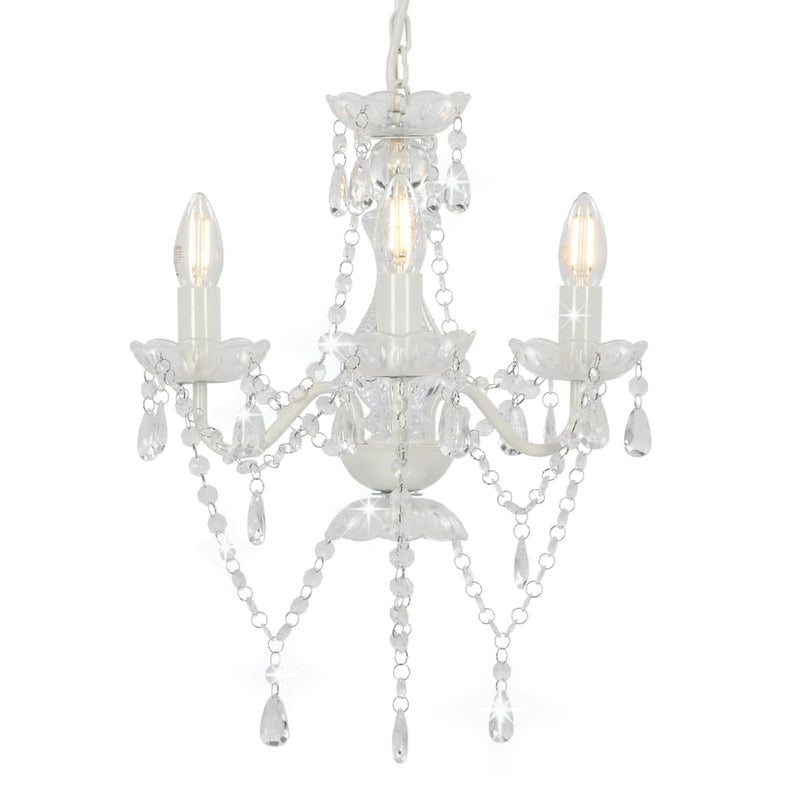 Vidaxl lampadario con perline intorno a 3xe14 bianco