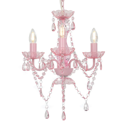 Vidaxl lampadario con perline intorno a 3xe14 rosa