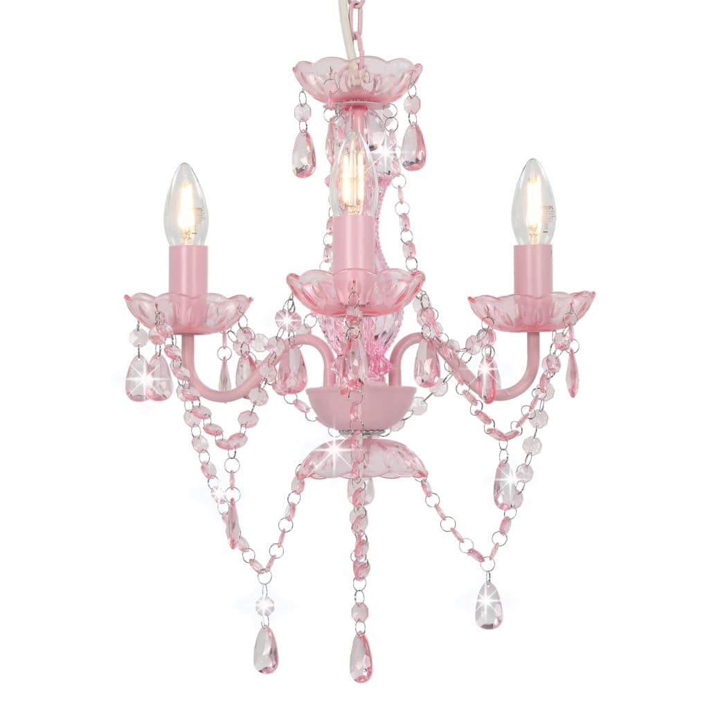 Candelier de Vidaxl con cuentas alrededor de 3xe14 rosa