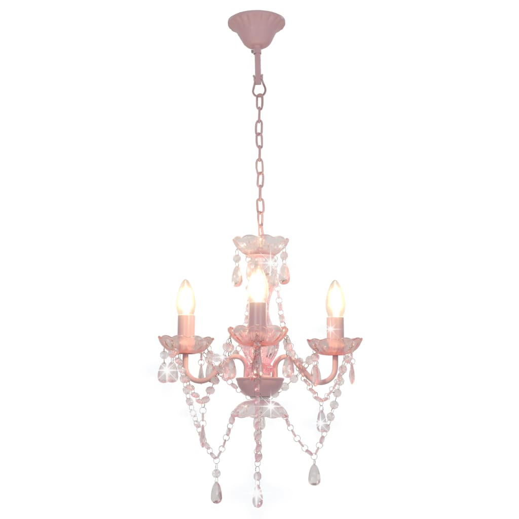 Vidaxl lampadario con perline intorno a 3xe14 rosa