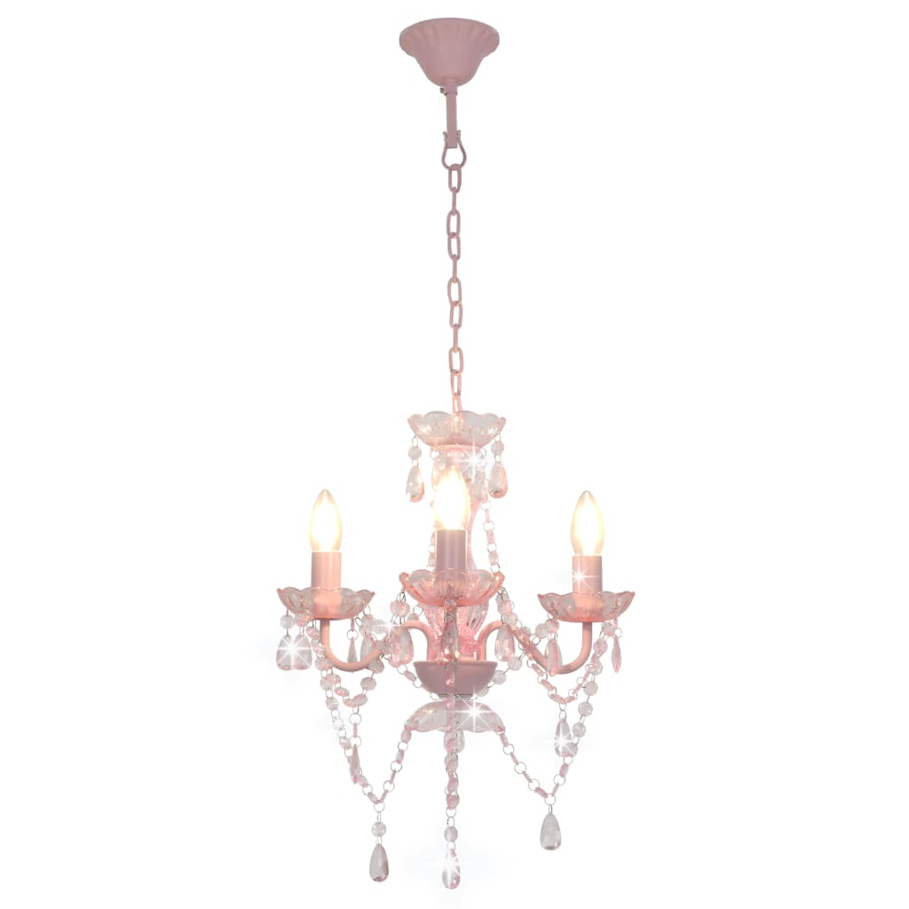 Candelier de Vidaxl con cuentas alrededor de 3xe14 rosa