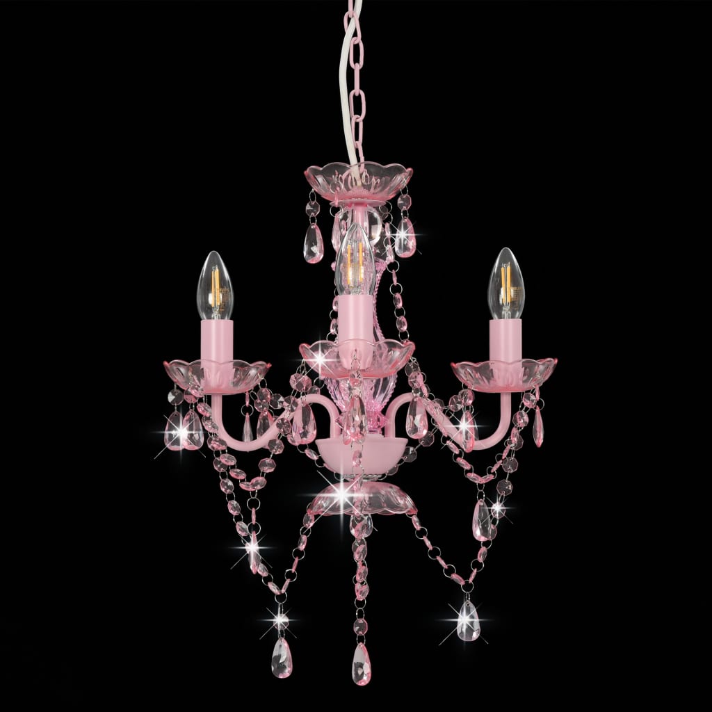 Candelier de Vidaxl con cuentas alrededor de 3xe14 rosa