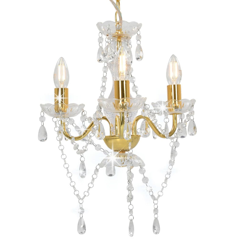 Vidaxl lampadario con perline intorno a 3xe14 color oro