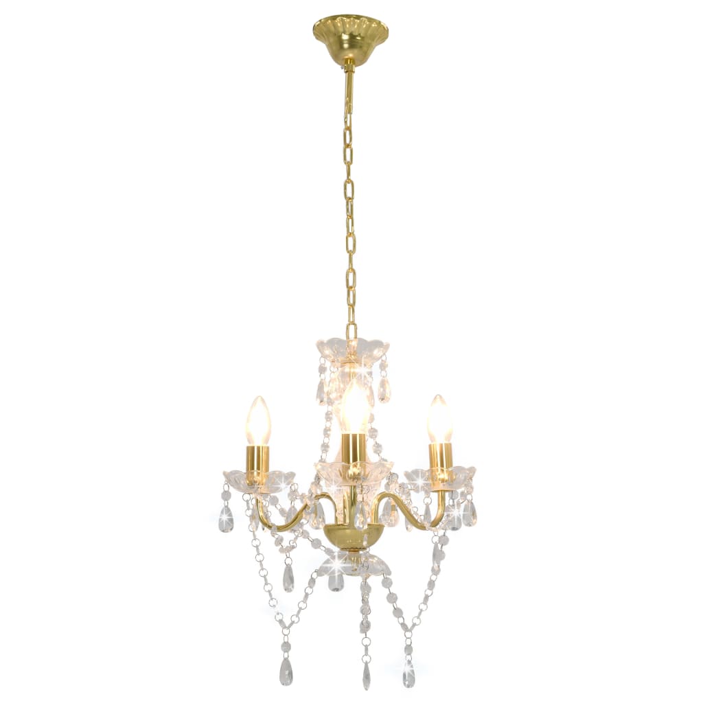 Vidaxl lampadario con perline intorno a 3xe14 color oro