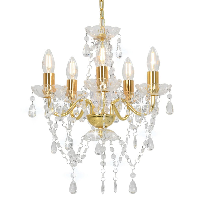 Candelier Vidaxl con cuentas de cristal alrededor de 5xe14 de color dorado