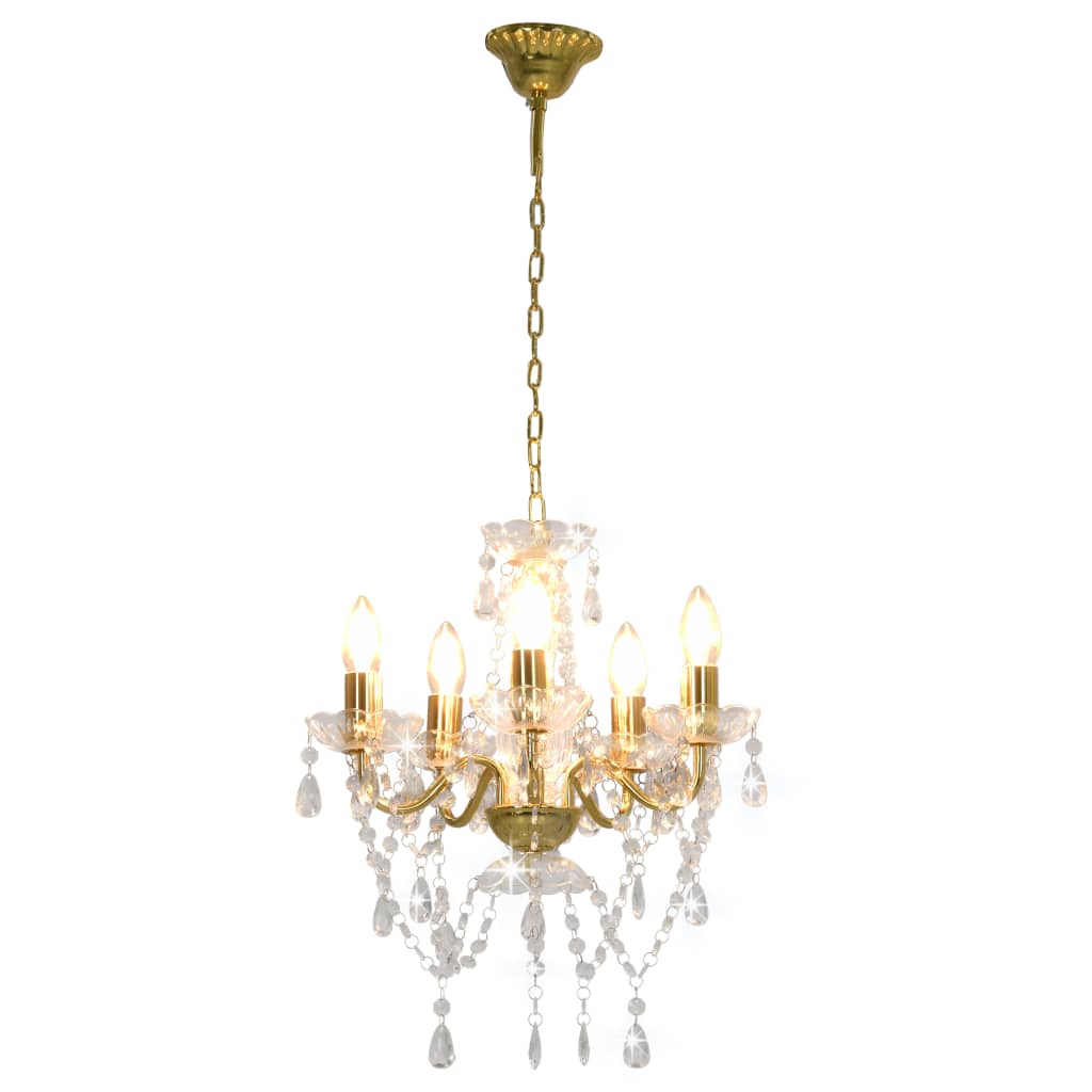 Candelier Vidaxl con cuentas de cristal alrededor de 5xe14 de color dorado