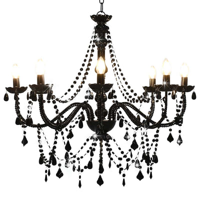 Vidaxl Chandelier with Beads 8xe14 Black