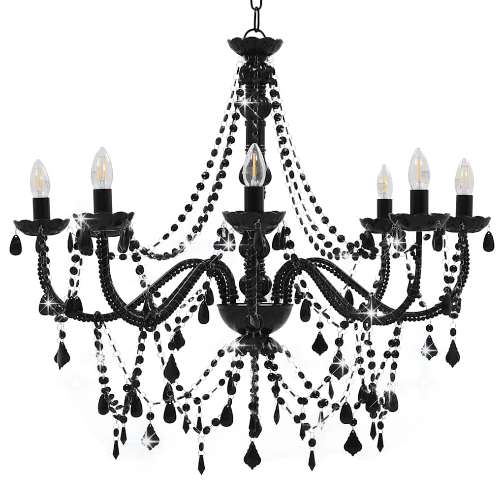 Vidaxl lampadario con perline 8xe14 nero