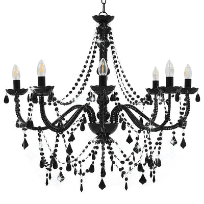 Vidaxl Chandelier with Beads 8xe14 Black