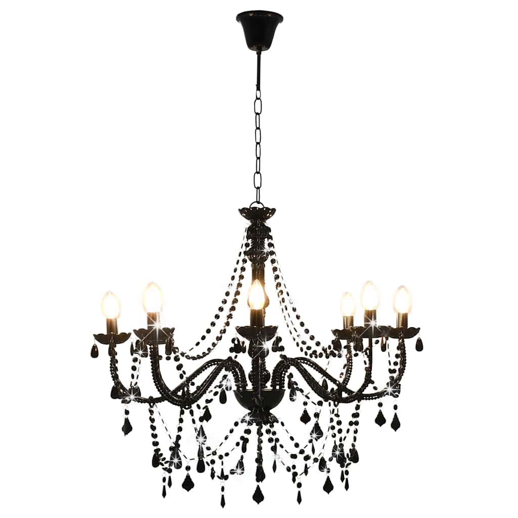 Vidaxl lampadario con perline 8xe14 nero
