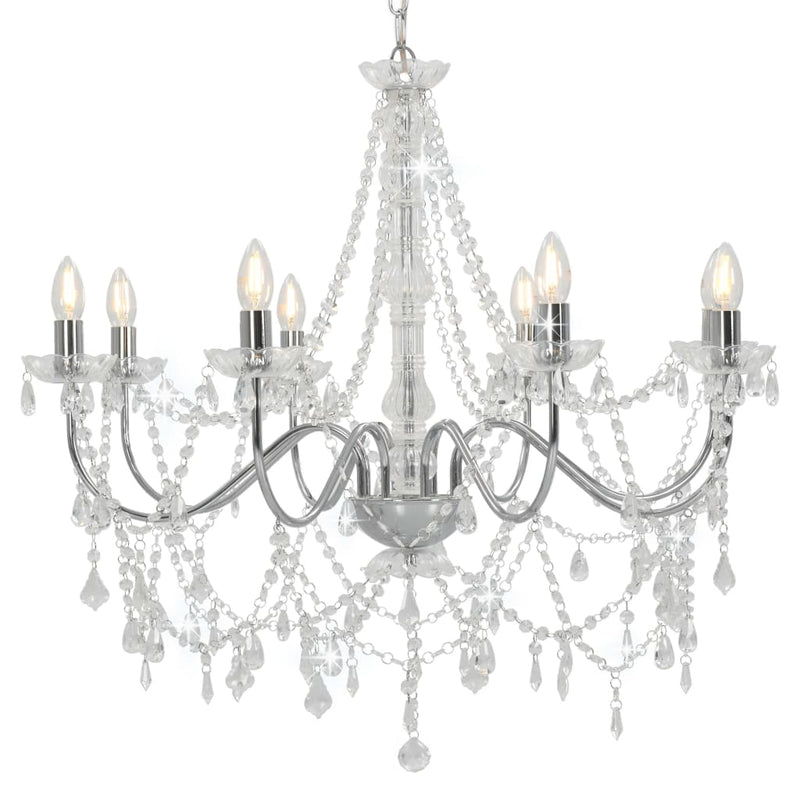 Vidaxl lampadario con perline 8xe14 color argento
