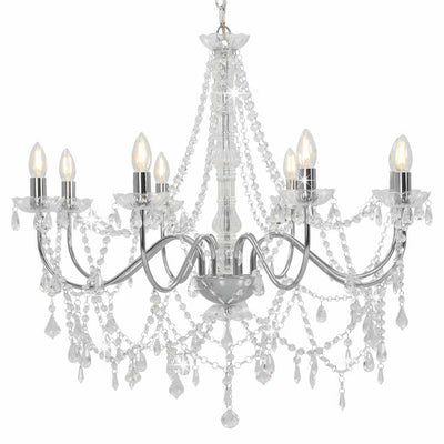 Vidaxl Chandelier with beads 8xe14 silver colored