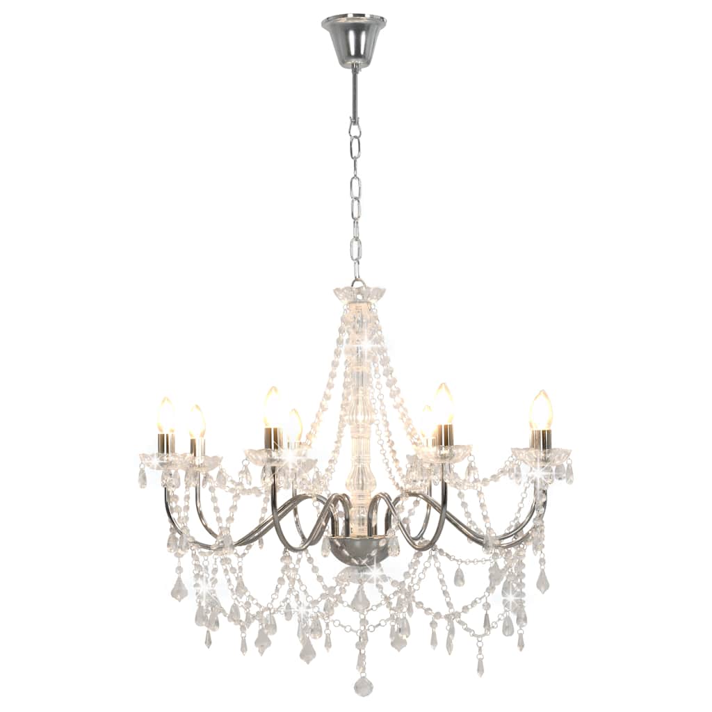 Vidaxl lampadario con perline 8xe14 color argento