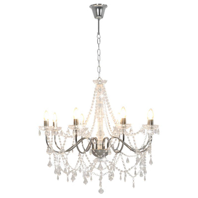 Vidaxl Chandelier with beads 8xe14 silver colored