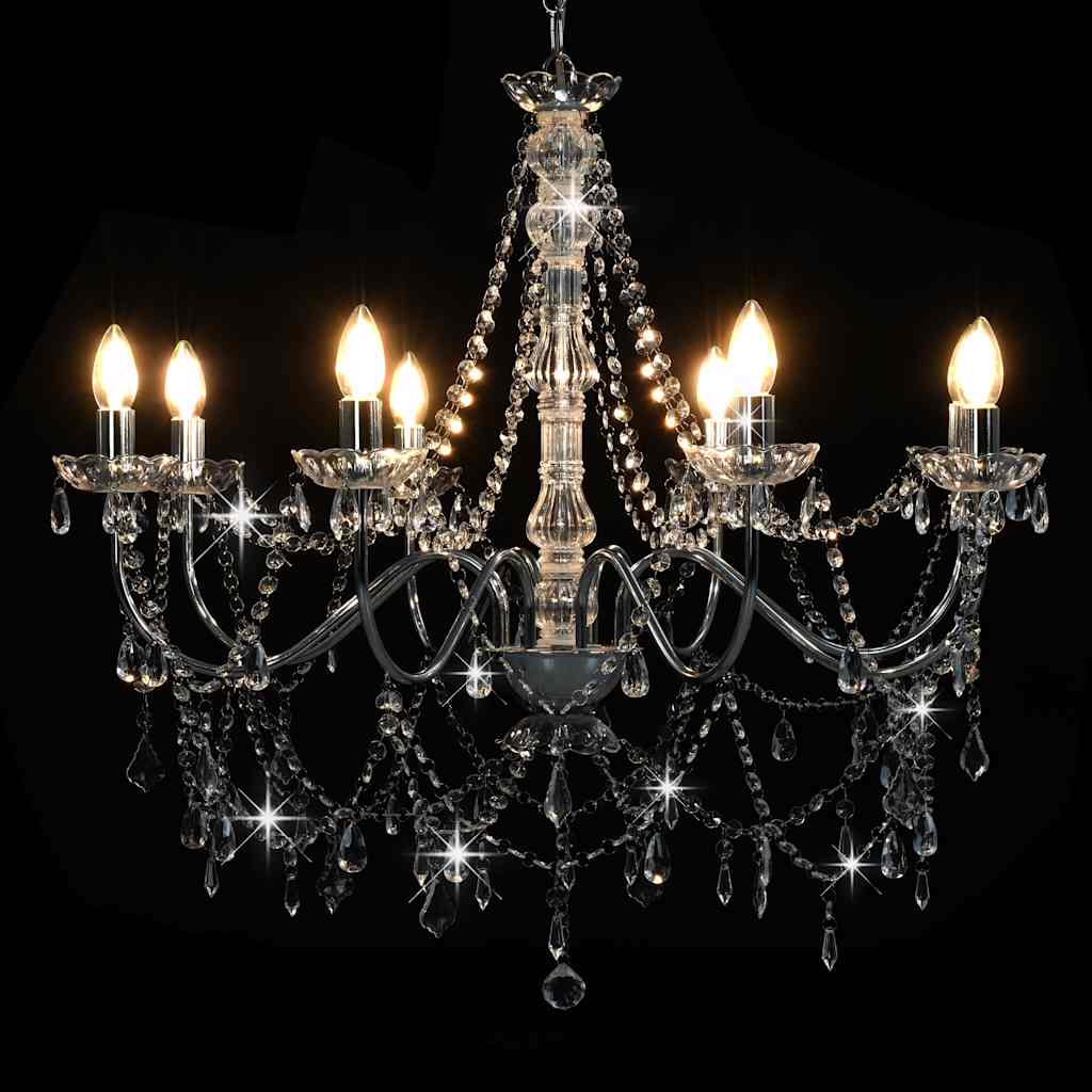 Vidaxl lampadario con perline 8xe14 color argento