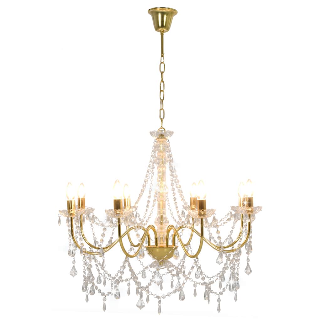Vidaxl lampadario con perle 8xe14 colorato in oro