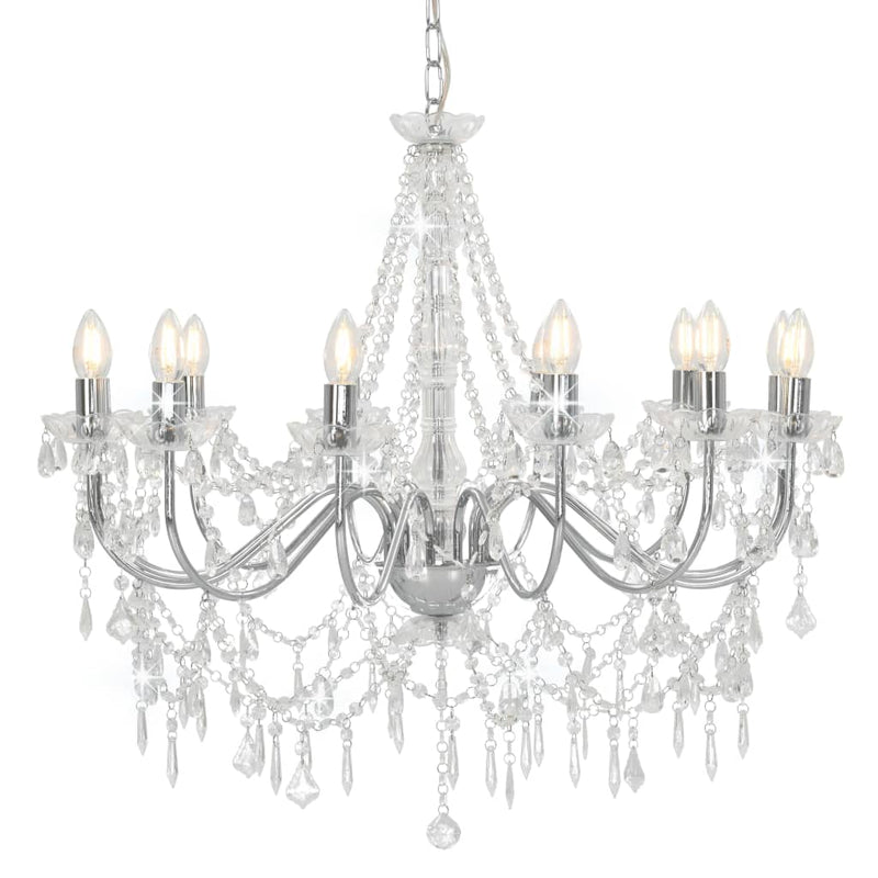 Vidaxl lampadario con perline 12xe14 color argento