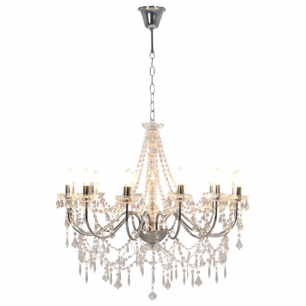 Vidaxl lampadario con perline 12xe14 color argento