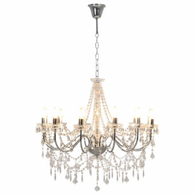 Vidaxl Chandelier with beads 12xe14 silver colored