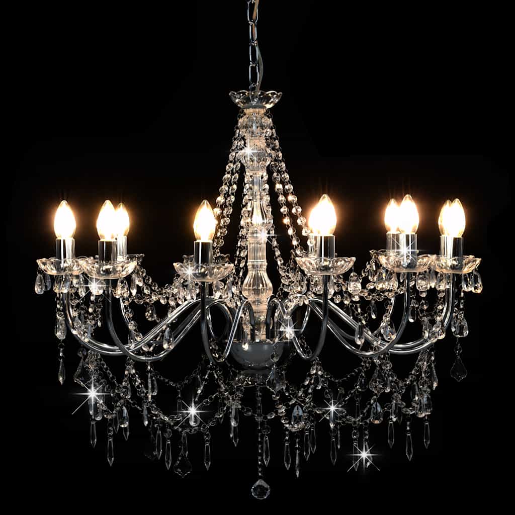 Vidaxl lampadario con perline 12xe14 color argento