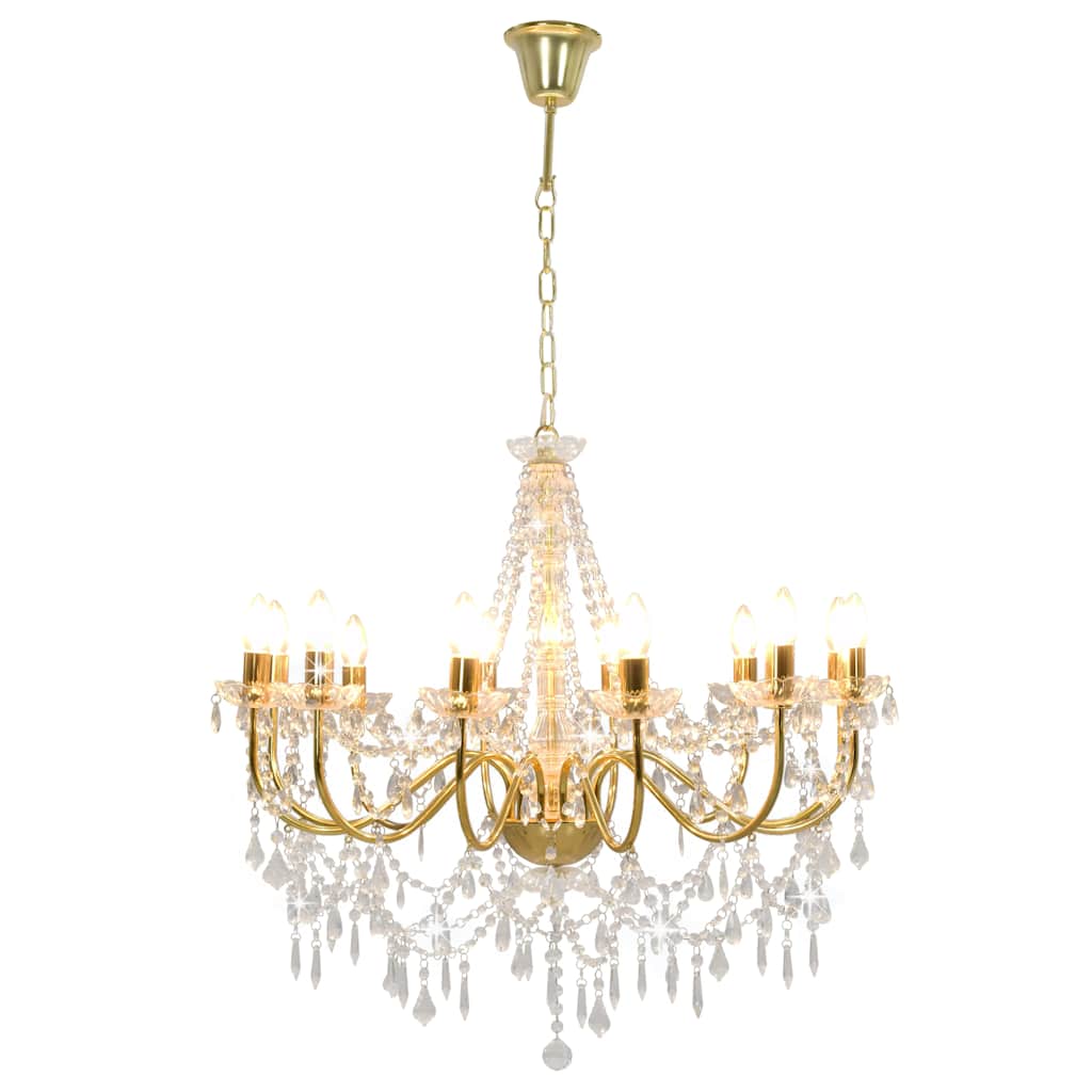 Vidaxl lampadario con perline 12xe14 color oro