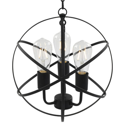 Lampada sospesa Vidaxl intorno a 3xe27 nero