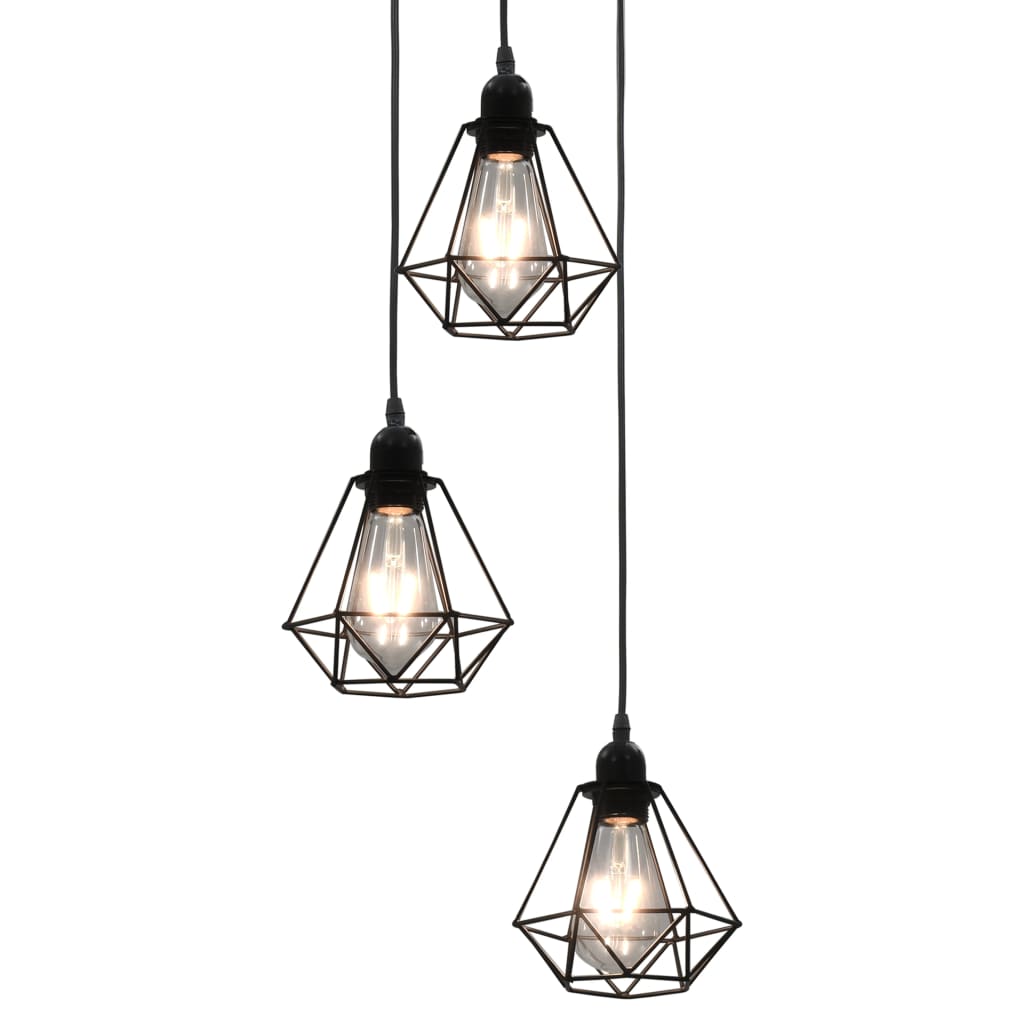 Lampada a soffitto Vidaxl con diamante 3xe27 nero