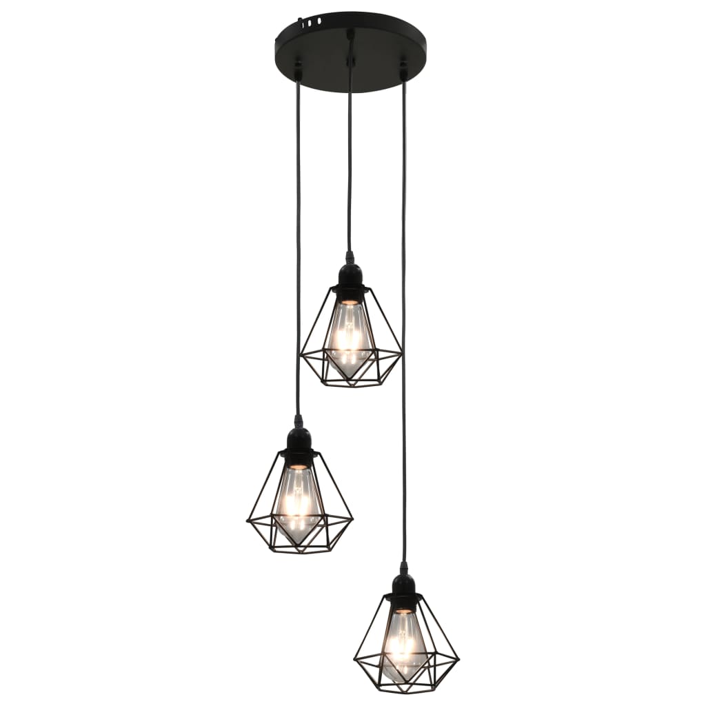 Lampada a soffitto Vidaxl con diamante 3xe27 nero