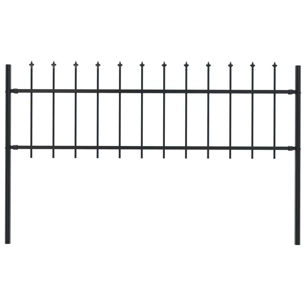 Vidaxl Garden Fence con lance Top 1,7x0,6 m in acciaio nero