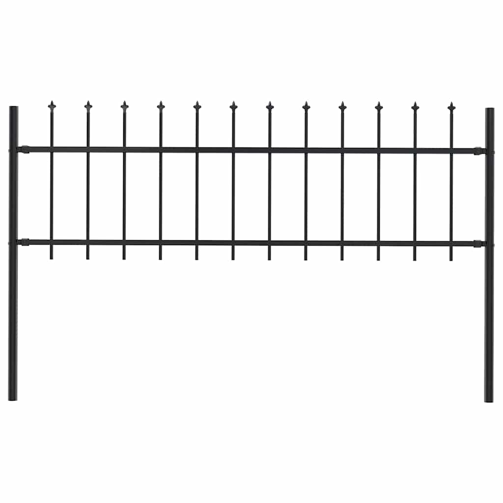 Vidaxl Garden Fence con lance Top 1,8 m in acciaio nero