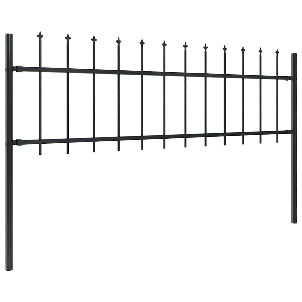 Vidaxl Garden Fence con lance Top 1,8 m in acciaio nero