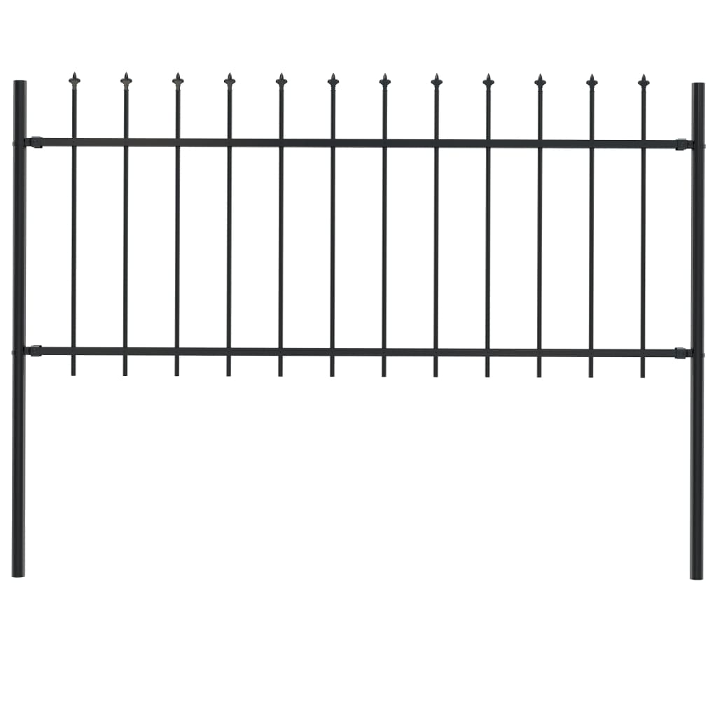 Vidaxl Garden Fence con Spears Top 1,7x0,8 m in acciaio nero