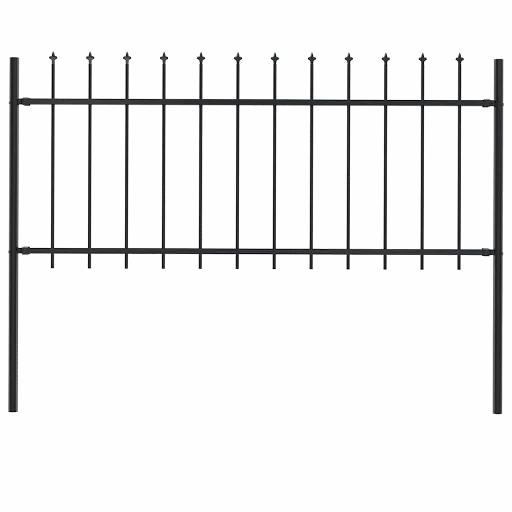 Vidaxl Garden Fence con lance Top 1,8 m in acciaio nero