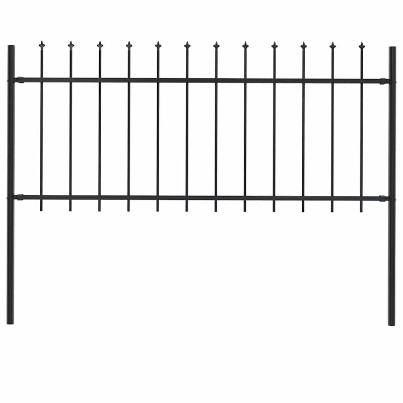 Vidaxl Garden Fence With Spears Top 1.8 m de acero negro